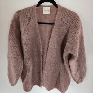Easy Clothes Tan Mohair Wool Poly Blend Open Knit Sweater One Size Open Front